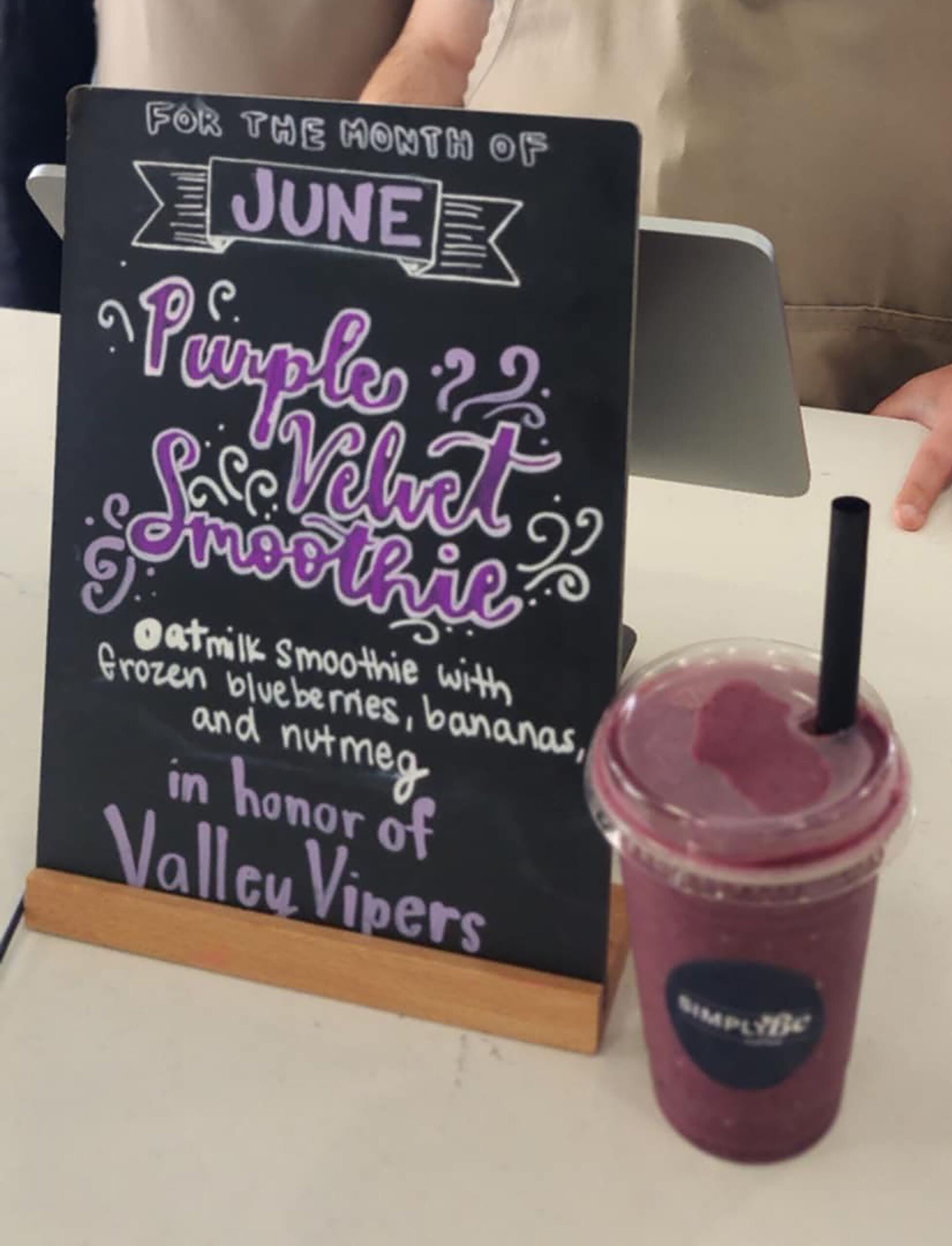 SimplyBe Coffee announces the Valley Vipers Purple Velvet Smoothie