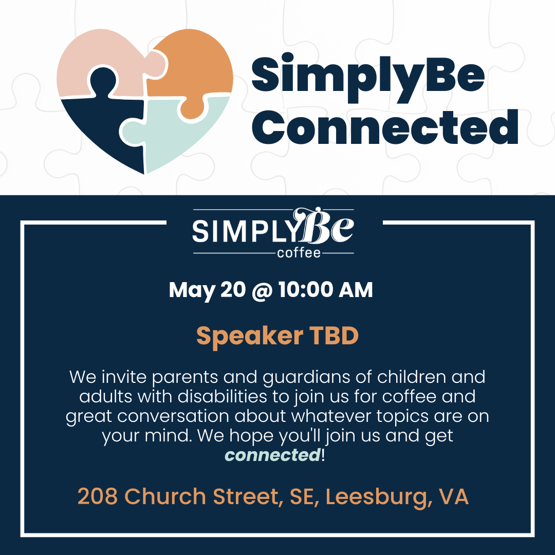 An event occurring at SimplyBe Coffee named SimplyBe Connected occurring on May 20 @ 10:00 am at May 20 @ 10:00 am