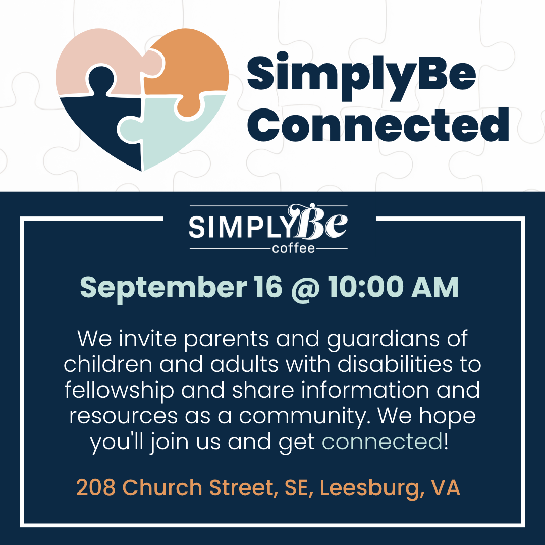 An event occurring at SimplyBe Coffee named SimplyBe Connected occurring on September 16 @ 10:00 am at September 16 @ 10:00 am