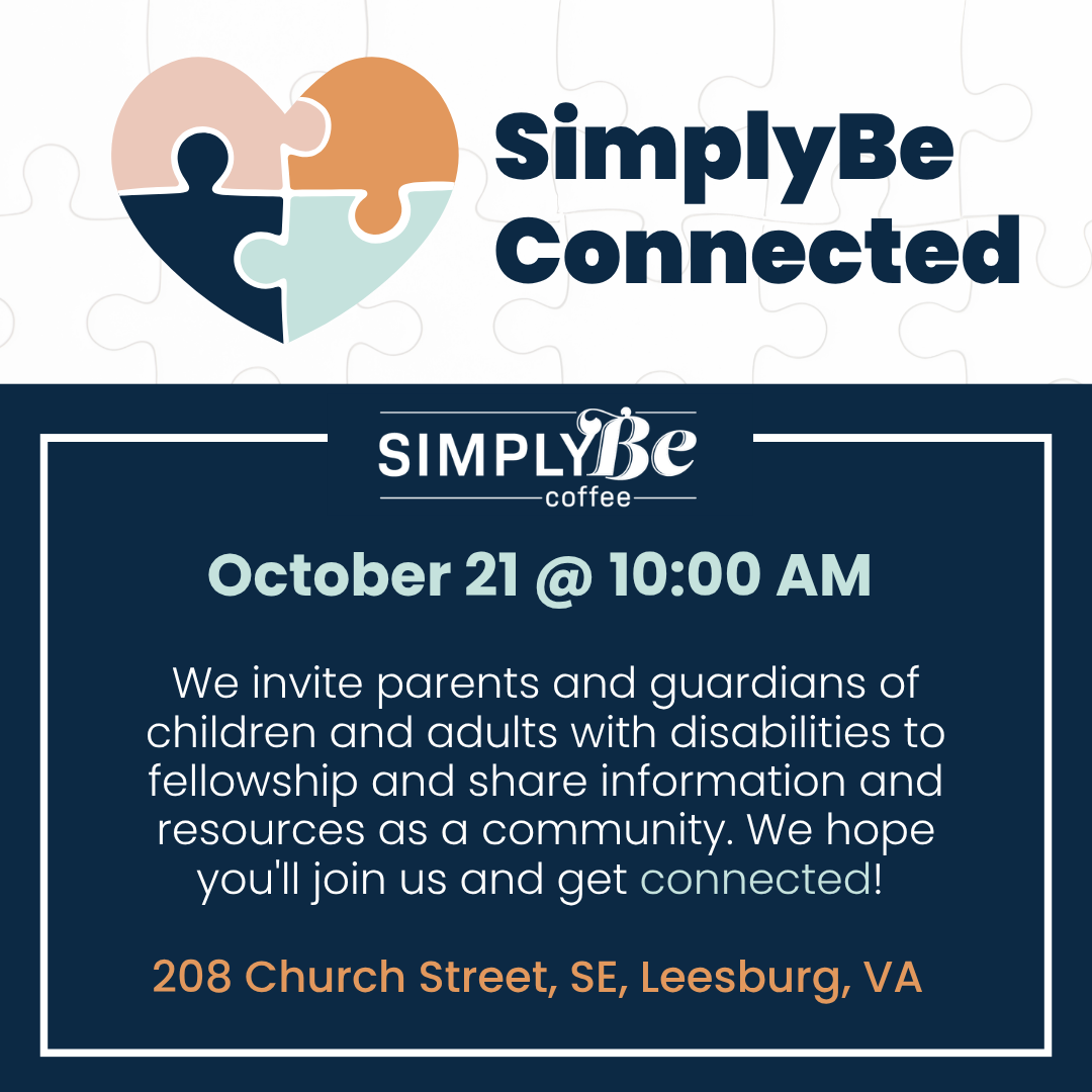 An event occurring at SimplyBe Coffee named SimplyBe Connected occurring on October 21 @ 10:00 am at October 21 @ 10:00 am